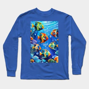 Colorful Tropical Fish With Jewel Like Bubbles Long Sleeve T-Shirt